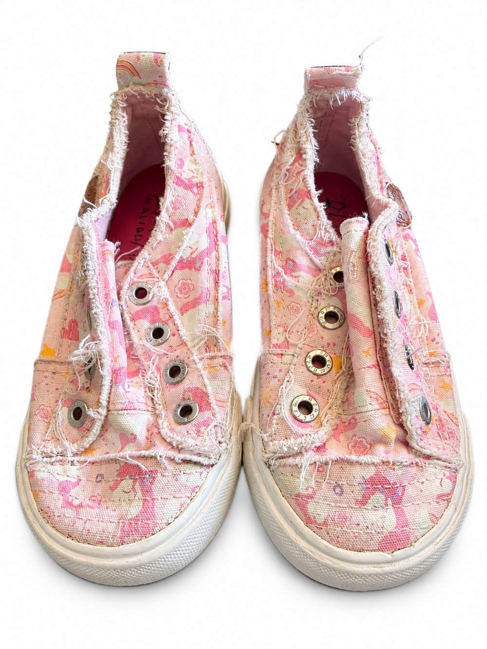 Blowfish Malibu Kids Pink Floral Slip On Sneakers Girls Size 9